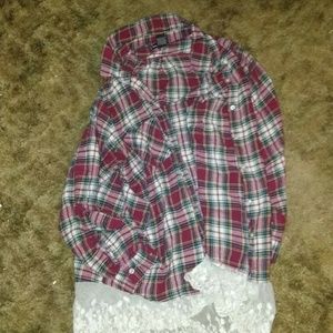 Flannel shirt with lace bottom